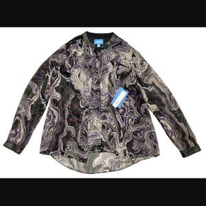 NWT $54! Vera Wang M Simply Vera Long Sleeve Chiffon Blouse & Wrap Career Casual